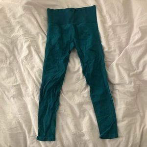 turquoise full length high waisted leggings